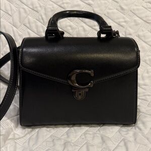 Coach Black Mini Bag with Silver Accents